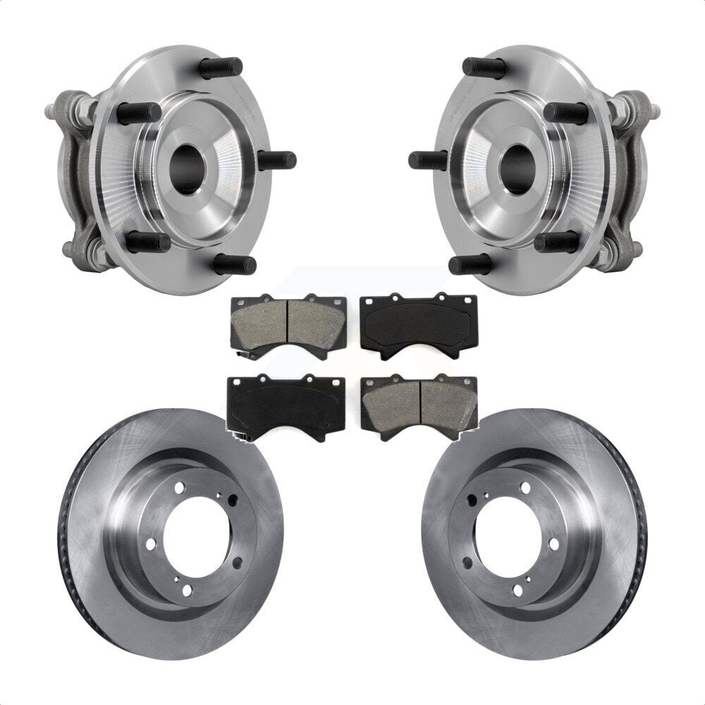 Front Hub Bearing Assembly Disc Brake Rotors And Pads Kit For Toyota Tundra Sequoia RWD KBB-132299