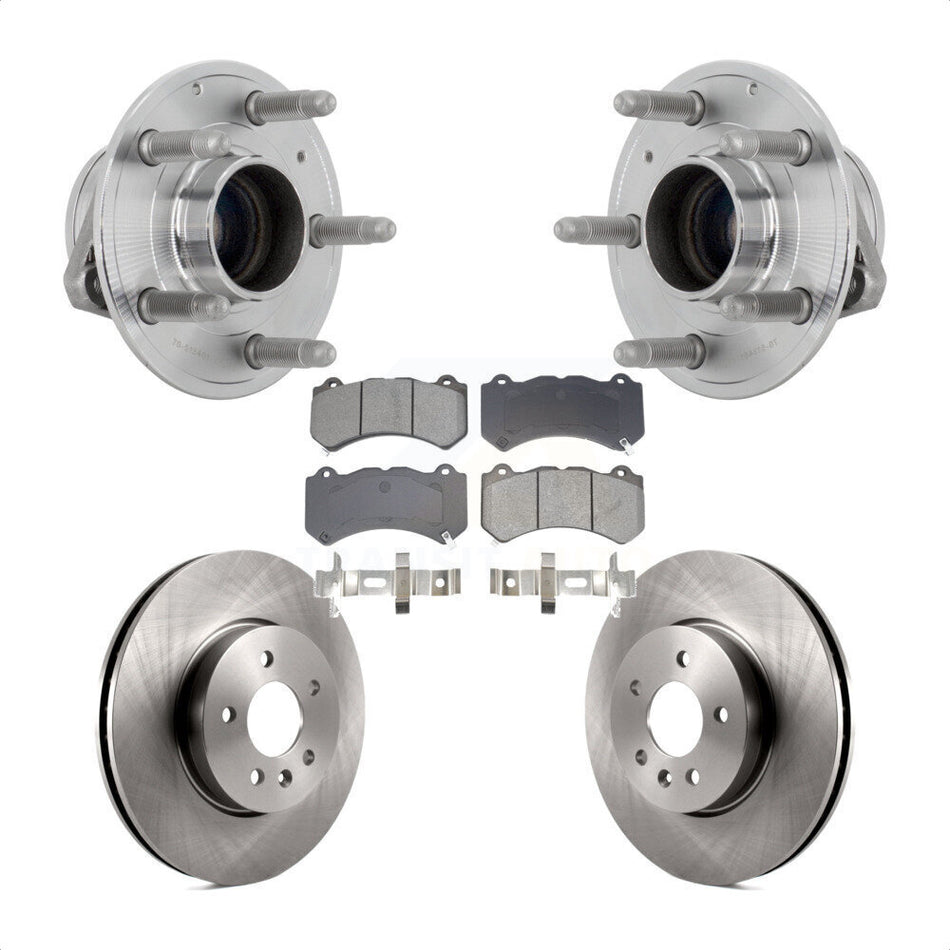 Front Hub Bearing Assembly Disc Brake Rotors And Pads Kit For Cadillac ATS V with RWD KBB-132305