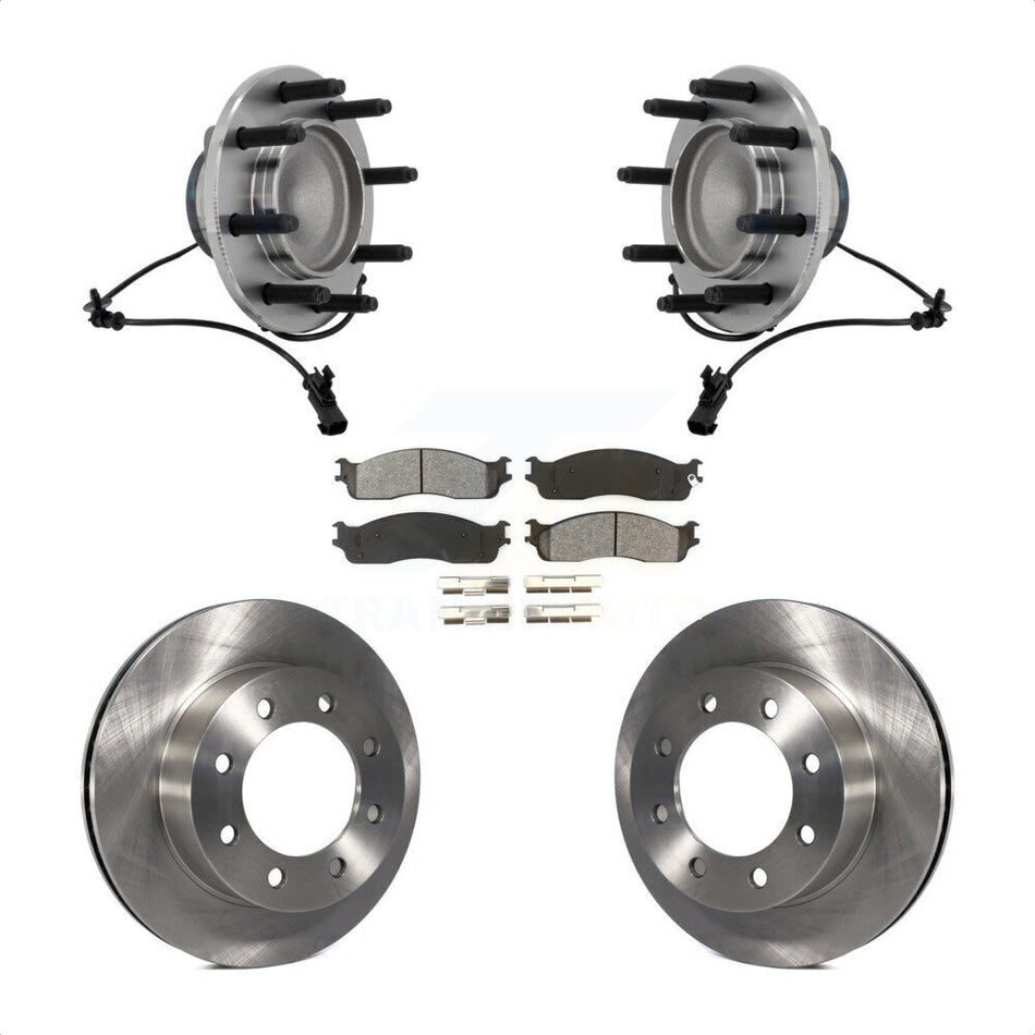 Front Hub Bearing Assembly Disc Brake Rotors And Pads Kit For Dodge Ram 1500 3500 2500 KBB-132308
