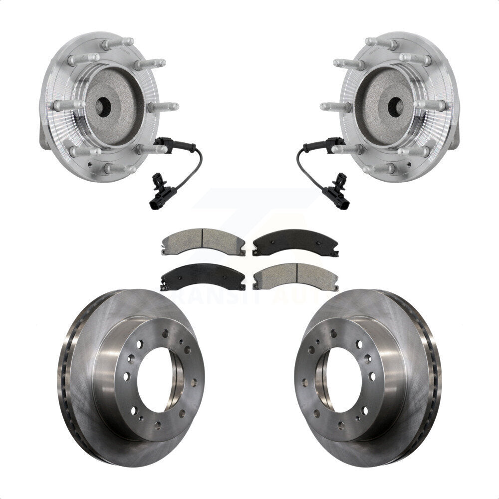 Front Hub Bearing Brake Rotor Pad Kit For GMC Chevrolet Sierra 2500 HD Silverado 3500 RWD KBB-132310