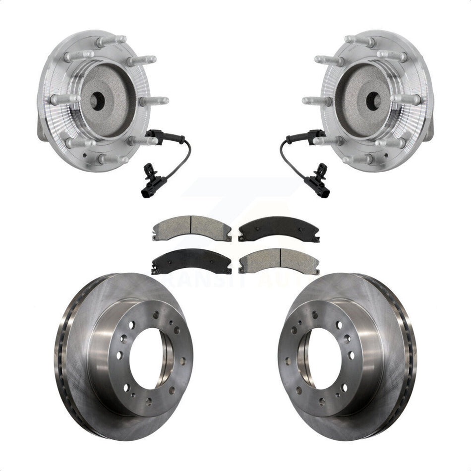 Front Hub Bearing Brake Rotor Pad Kit For GMC Chevrolet Sierra 2500 HD Silverado 3500 RWD KBB-132310