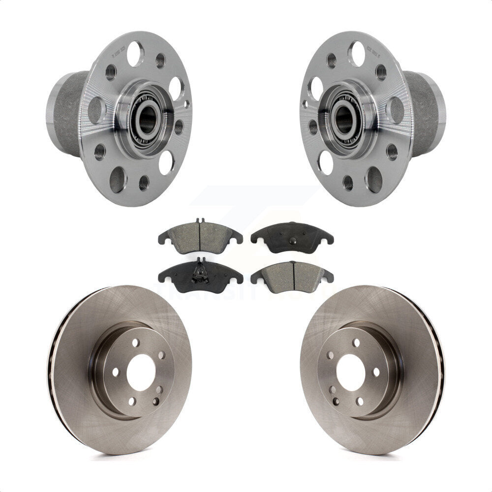 Front Hub Bearing Assembly Brake Rotor & Pads Kit For Mercedes-Benz C300 E350 C350 SLC300 KBB-132315