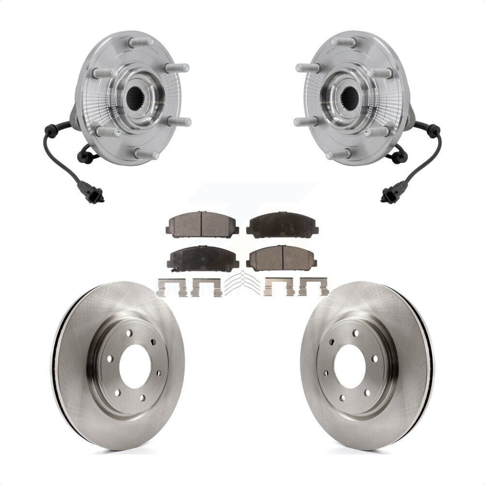 Front Hub Bearing Assembly Disc Brake Rotors And Pads Kit For 2017-2023 Nissan TITAN 4WD KBB-132352
