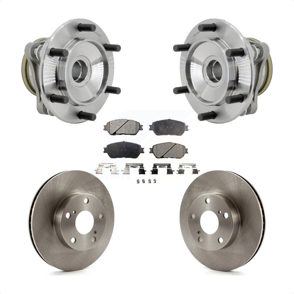 Front Hub Bearing Brake Rotor And Pad Kit For 2005-2015 Toyota Tacoma Pre Runner with RWD KBB-132357