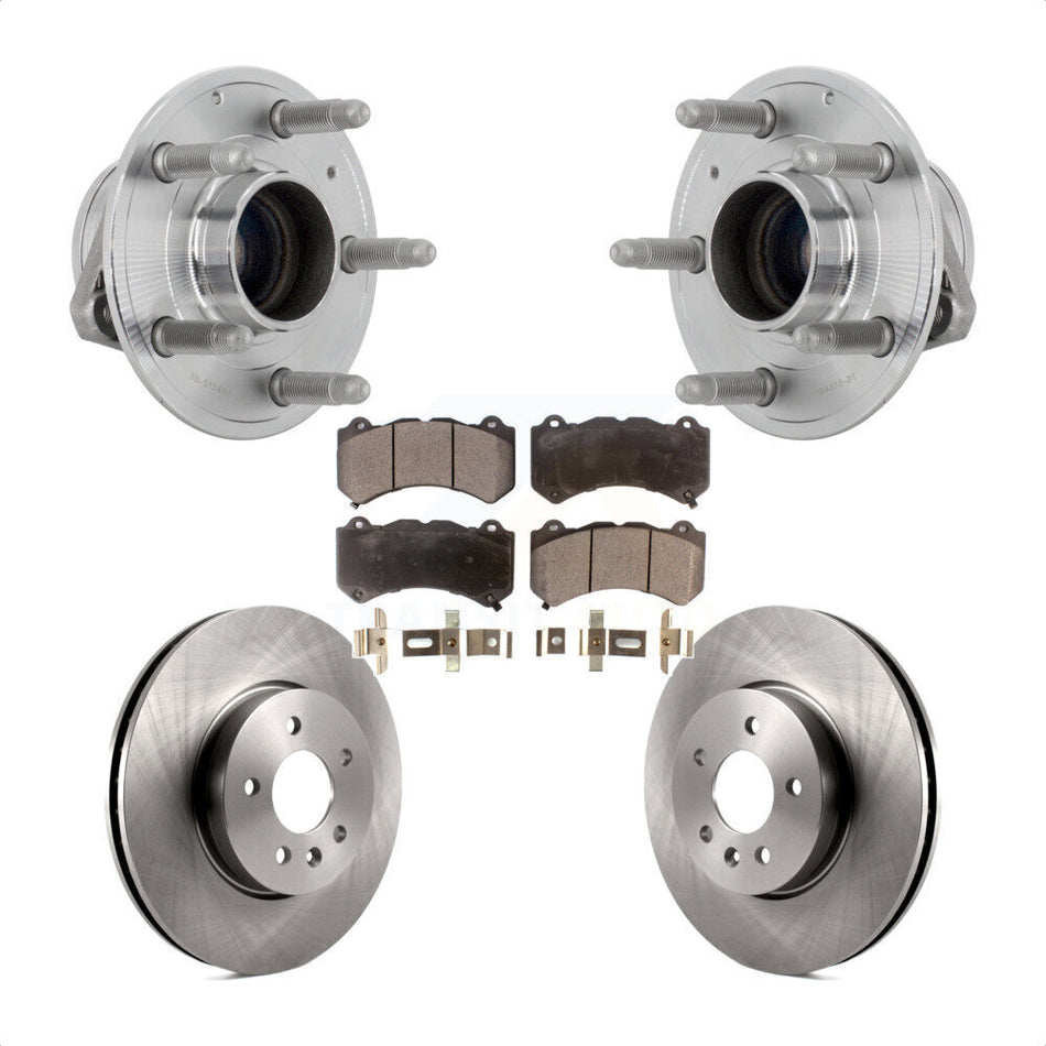 Front Hub Bearing Assembly Disc Brake Rotors And Pads Kit For Cadillac ATS V with RWD KBB-132365