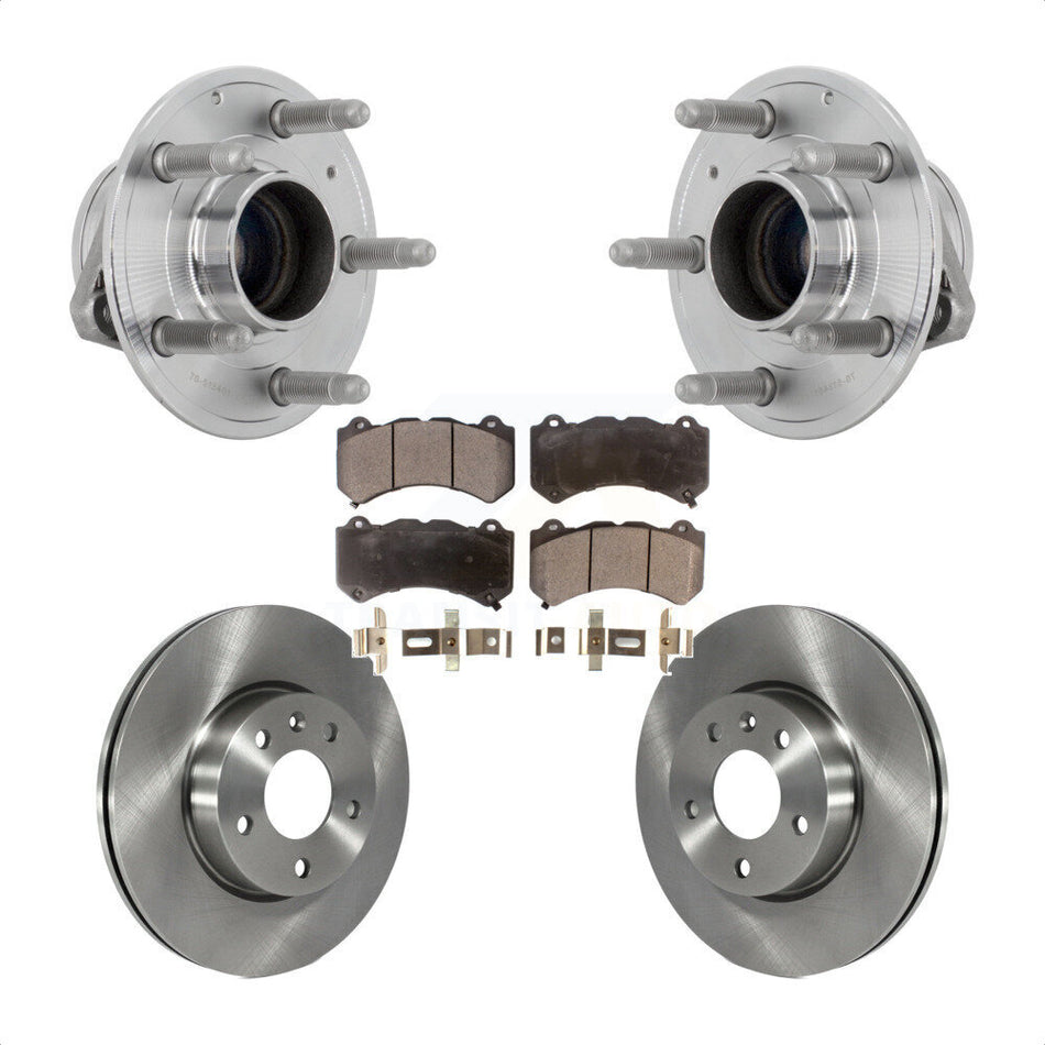 Front Hub Bearing Brake Rotor Pad Kit For 17 Cadillac ATS With 300mm Diameter KBB-132366