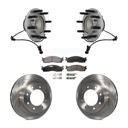 Front Hub Bearing Assembly Disc Brake Rotors And Pads Kit For Dodge Ram 1500 3500 2500 KBB-132368