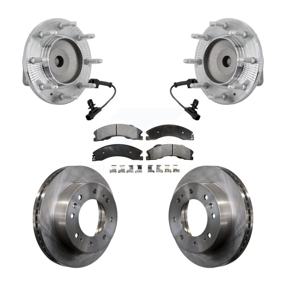 Front Hub Bearing Brake Rotor Pad Kit For GMC Chevrolet Sierra 2500 HD Silverado 3500 RWD KBB-132370