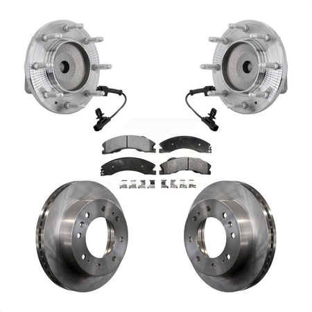 Front Hub Bearing Brake Rotor Pad Kit For GMC Chevrolet Sierra 2500 HD Silverado 3500 RWD KBB-132370