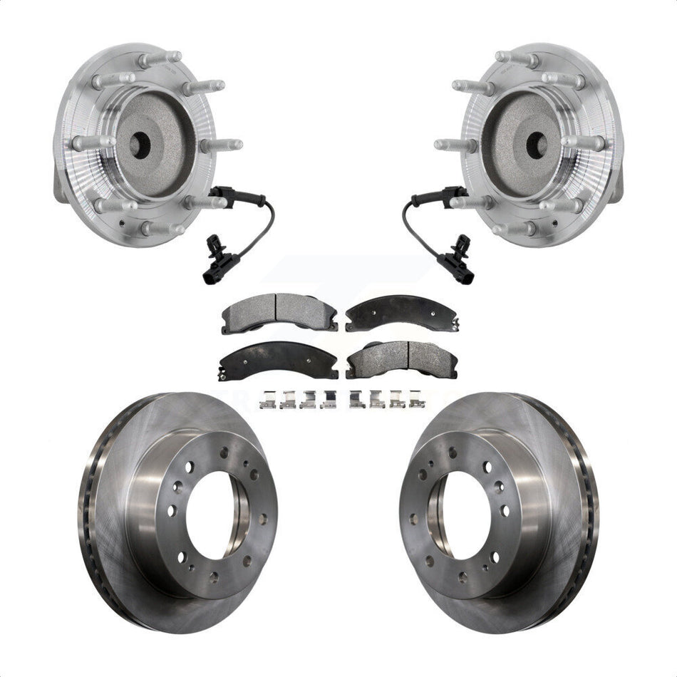 Front Hub Bearing Brake Rotor Pad Kit For GMC Chevrolet Sierra 2500 HD Silverado 3500 RWD KBB-132370