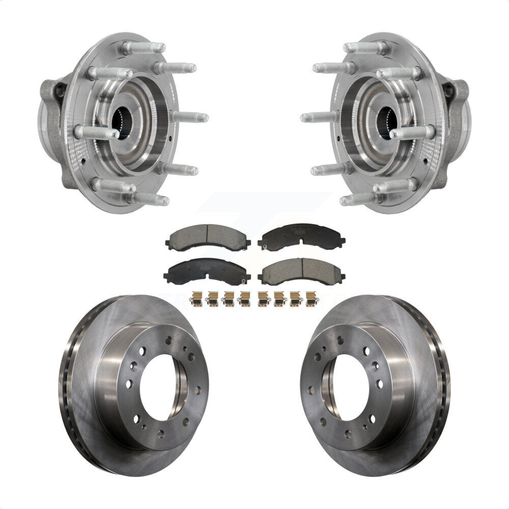Front Hub Bearing Brake Rotor Pad Kit For GMC Chevrolet Silverado 2500 HD Sierra 3500 4WD KBB-132373