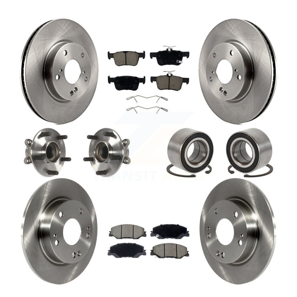 Front Rear Hub Bearings Disc Brake Rotors And Pads Kit (10Pc) For 2019-2022 Honda Insight KBB-132384