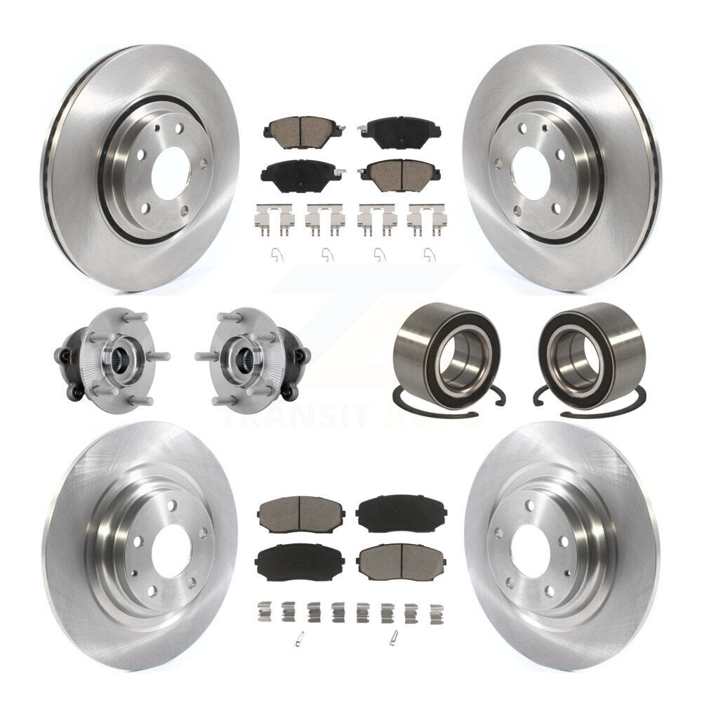 Front Rear Hub Bearing Disc Brake Rotors And Pads Kit (10Pc) For 2016-2018 Mazda CX-9 AWD KBB-132385