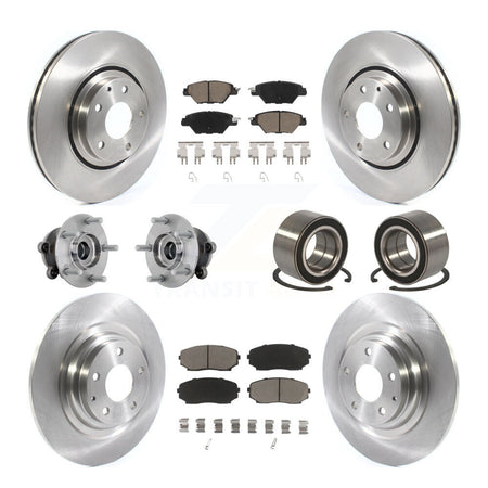 Front Rear Hub Bearing Disc Brake Rotors And Pads Kit (10Pc) For 2016-2018 Mazda CX-9 AWD KBB-132385