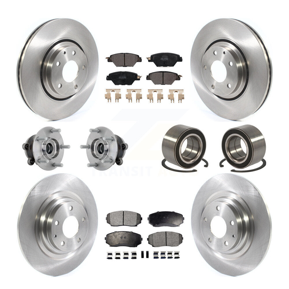 Front Rear Hub Bearing Disc Brake Rotors And Pads Kit (10Pc) For 2016-2018 Mazda CX-9 AWD KBB-132386