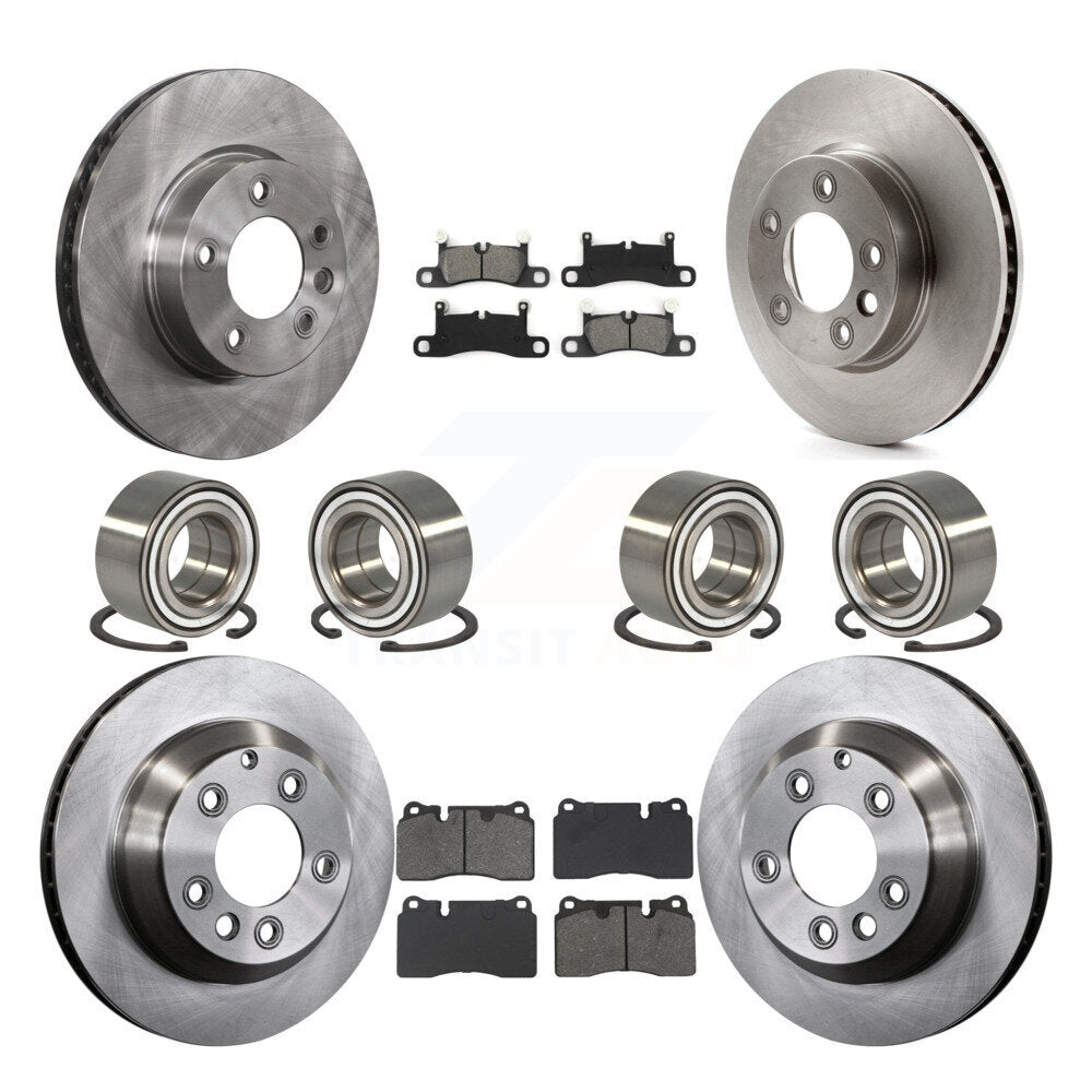 Front Rear Wheel Bearings Disc Brake Rotors And Pads Kit (10Pc) For Volkswagen Touareg KBB-132393