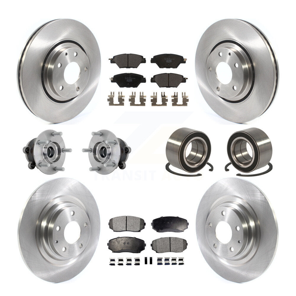 Front Rear Hub Bearing Disc Brake Rotors And Pads Kit (10Pc) For 2016-2018 Mazda CX-9 AWD KBB-132395