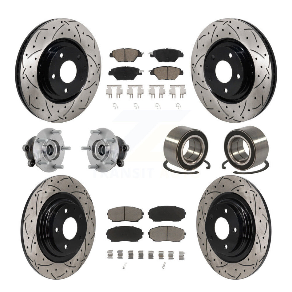 Front Rear Hub Bearing Coated Brake Rotor And Pad Kit (10Pc) For 2016-2018 Mazda CX-9 AWD KBB-132397