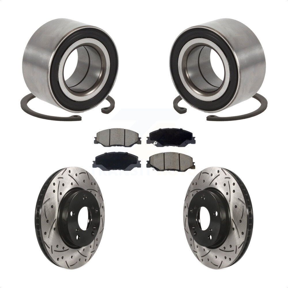 Front Wheel Bearing Coated Drilled Slot Brake Rotor & Pad Kit For 2019-2022 Honda Insight KBB-132398