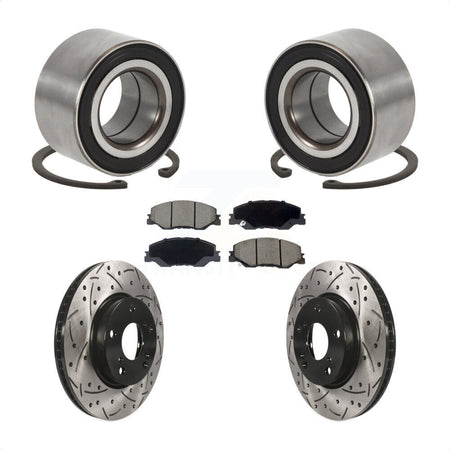 Front Wheel Bearing Coated Drilled Slot Brake Rotor & Pad Kit For 2019-2022 Honda Insight KBB-132398