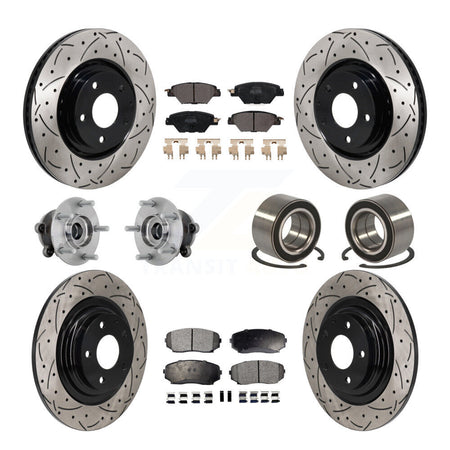 Front Rear Hub Bearing Coated Brake Rotor And Pad Kit (10Pc) For 2016-2018 Mazda CX-9 AWD KBB-132399