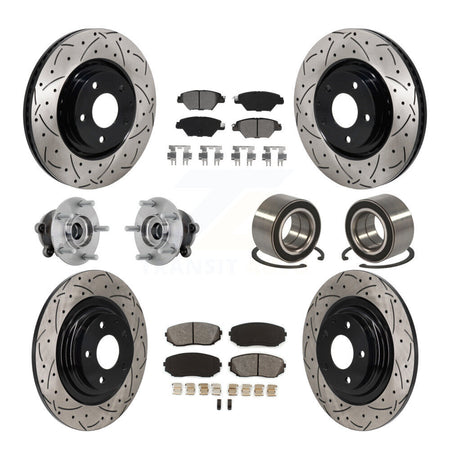 Front Rear Hub Bearing Coated Brake Rotor And Pad Kit (10Pc) For 2016-2018 Mazda CX-9 AWD KBB-132400