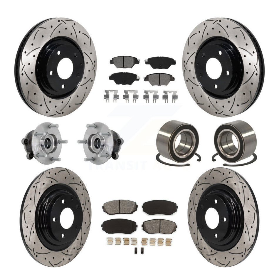 Front Rear Hub Bearing Coated Brake Rotor And Pad Kit (10Pc) For 2016-2018 Mazda CX-9 AWD KBB-132400