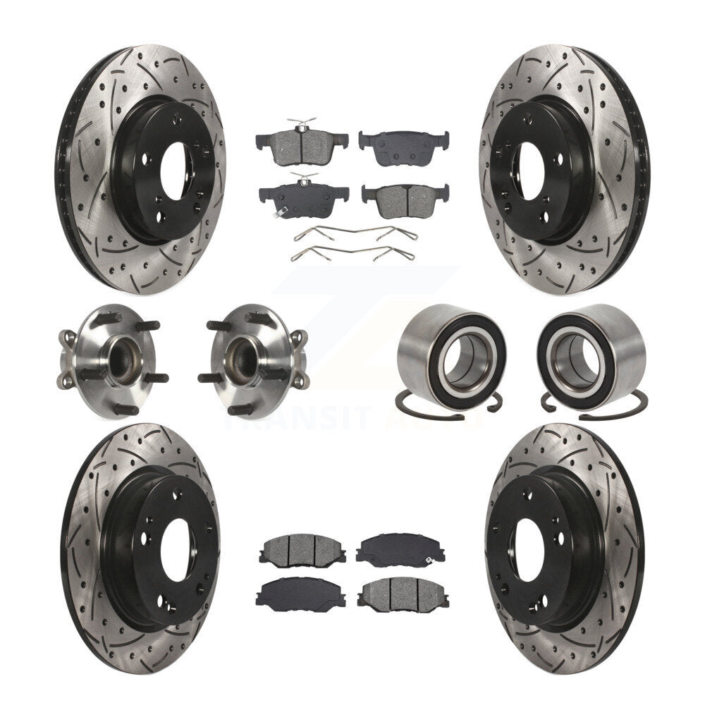 Front Rear Hub Bearing Coated Disc Brake Rotor Pad Kit (10Pc) For 2019-2022 Honda Insight KBB-132401