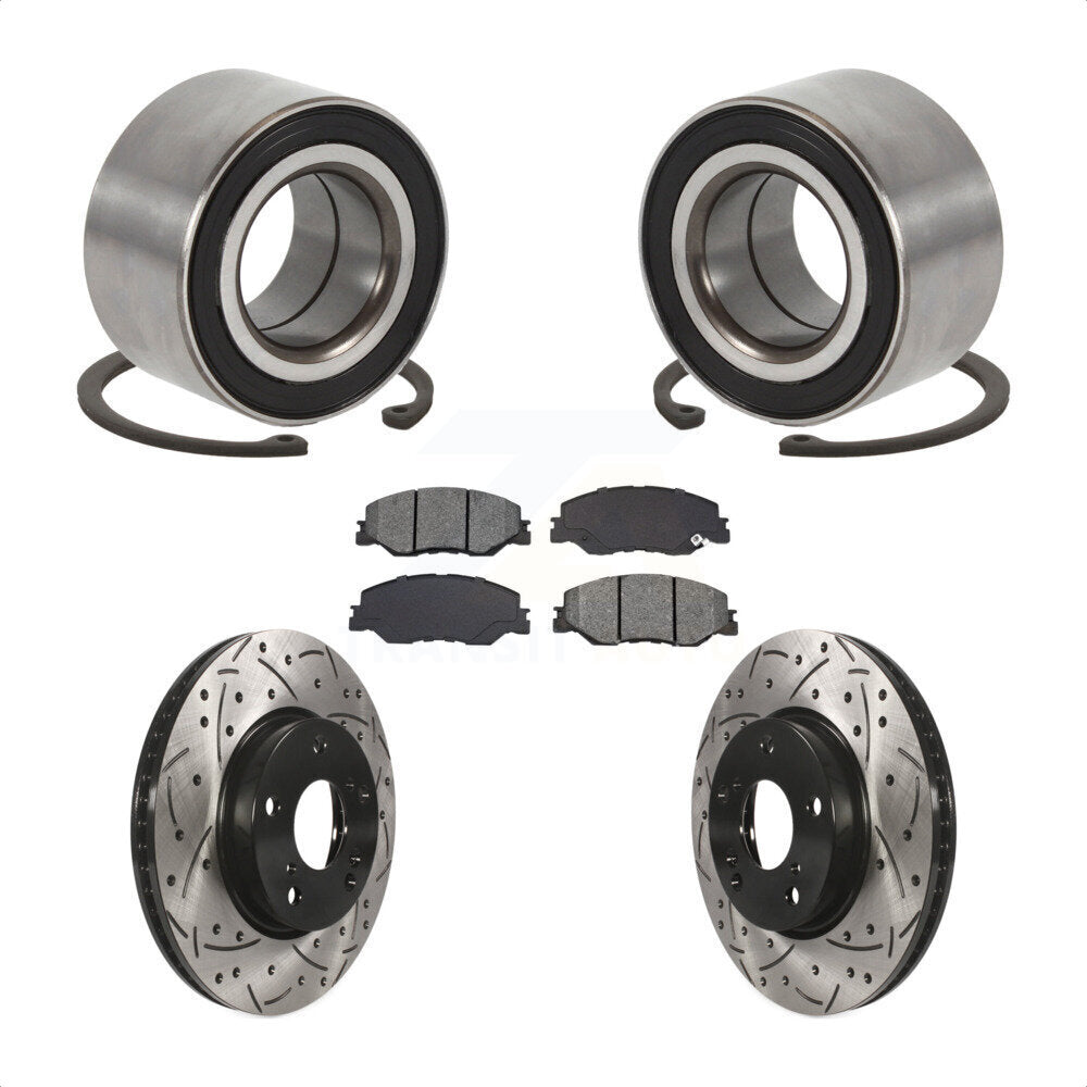 Front Wheel Bearing Coated Drilled Slot Brake Rotor & Pad Kit For 2019-2022 Honda Insight KBB-132404