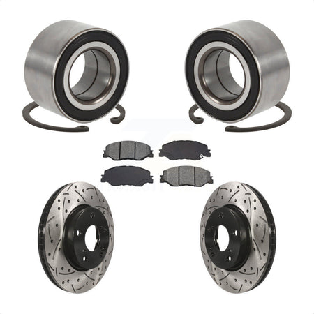 Front Wheel Bearing Coated Drilled Slot Brake Rotor & Pad Kit For 2019-2022 Honda Insight KBB-132404