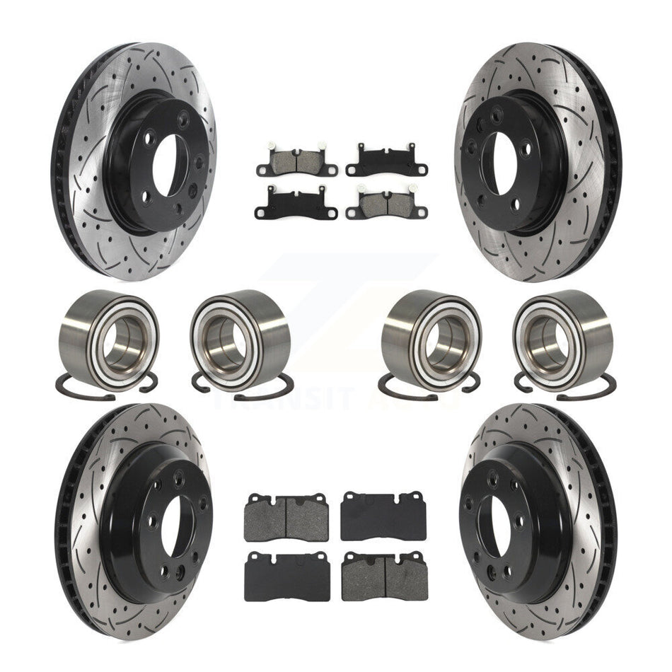 Front Rear Bearings Coated Disc Brake Rotors And Pads Kit (10Pc) For Volkswagen Touareg KBB-132407