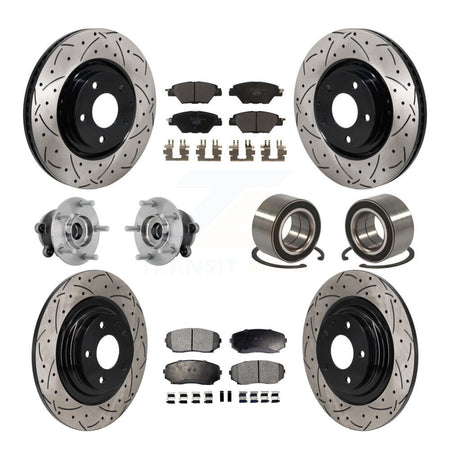 Front Rear Hub Bearing Coated Brake Rotor And Pad Kit (10Pc) For 2016-2018 Mazda CX-9 AWD KBB-132409