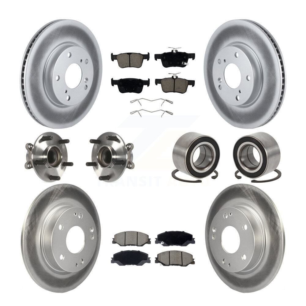 Front Rear Hub Bearing Coated Disc Brake Rotor Pad Kit (10Pc) For 2019-2022 Honda Insight KBB-132410