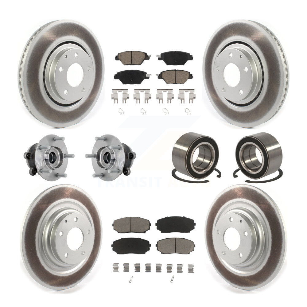 Front Rear Hub Bearing Coated Brake Rotor And Pad Kit (10Pc) For 2016-2018 Mazda CX-9 AWD KBB-132411