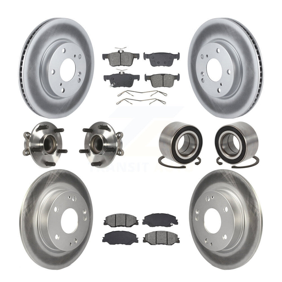 Front Rear Hub Bearing Coated Disc Brake Rotor Pad Kit (10Pc) For 2019-2022 Honda Insight KBB-132415
