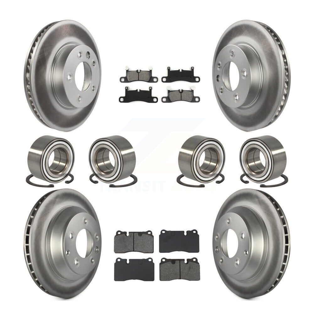 Front Rear Bearings Coated Disc Brake Rotors And Pads Kit (10Pc) For Volkswagen Touareg KBB-132421