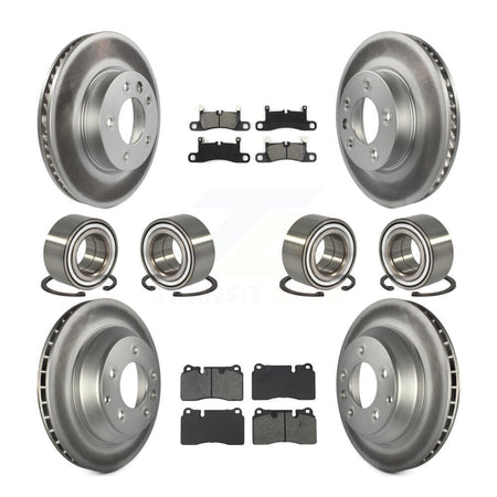 Front Rear Bearings Coated Disc Brake Rotors And Pads Kit (10Pc) For Volkswagen Touareg KBB-132421