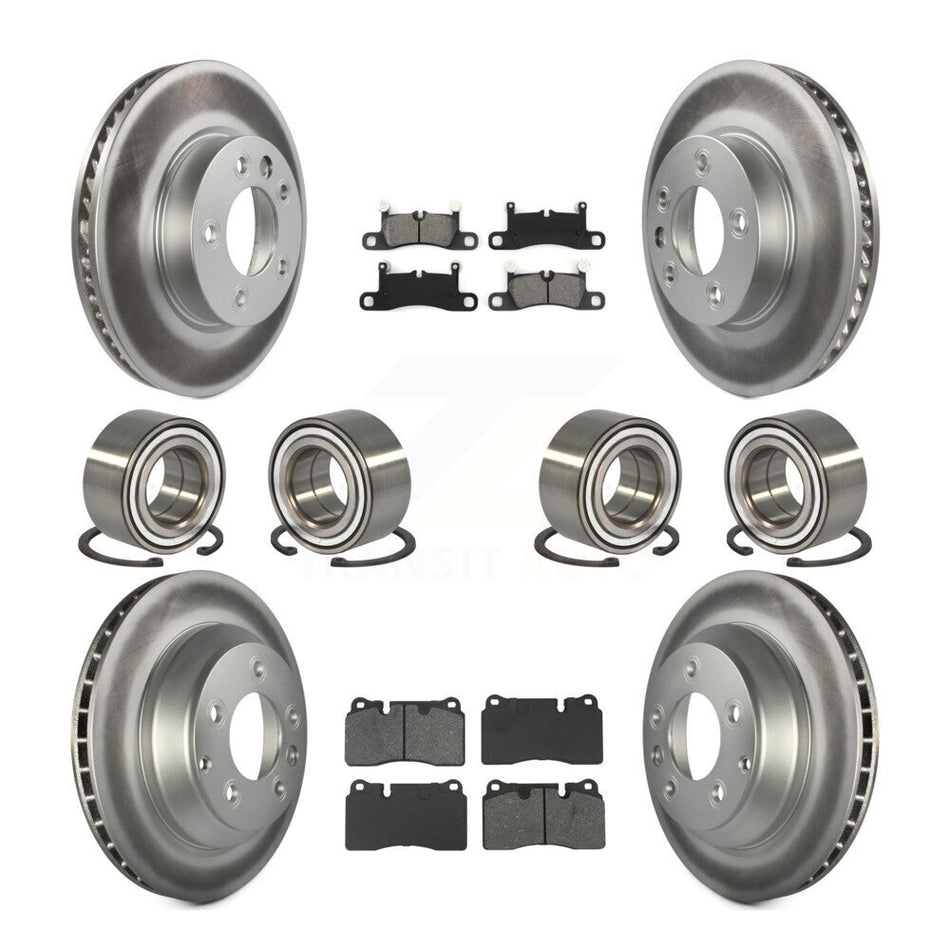 Front Rear Bearings Coated Disc Brake Rotors And Pads Kit (10Pc) For Volkswagen Touareg KBB-132421