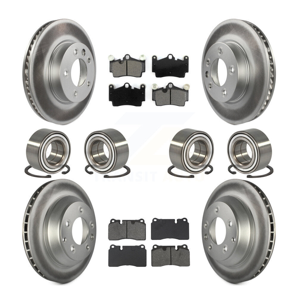 Front Rear Bearings Coated Disc Brake Rotors And Pads Kit (10Pc) For Volkswagen Touareg KBB-132422