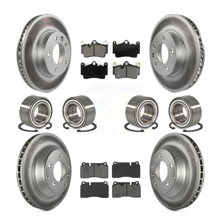 Front Rear Bearings Coated Disc Brake Rotors And Pads Kit (10Pc) For Volkswagen Touareg KBB-132422