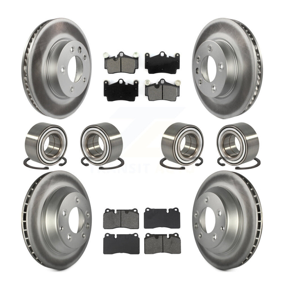 Front Rear Bearings Coated Disc Brake Rotors And Pads Kit (10Pc) For Volkswagen Touareg KBB-132422