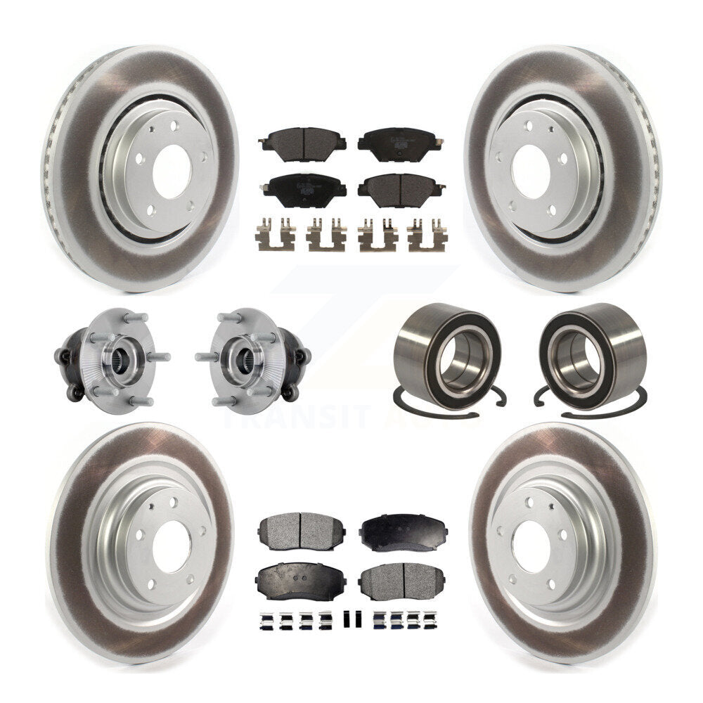 Front Rear Hub Bearing Coated Brake Rotor And Pad Kit (10Pc) For 2016-2018 Mazda CX-9 AWD KBB-132423