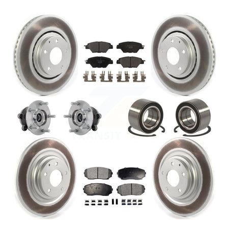 Front Rear Hub Bearing Coated Brake Rotor And Pad Kit (10Pc) For 2016-2018 Mazda CX-9 AWD KBB-132423