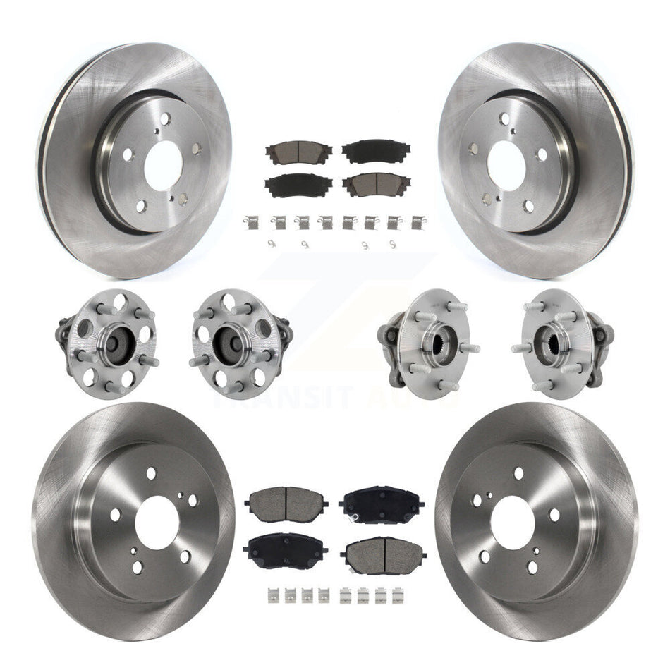 Front Rear Hub Bearings Disc Brake Rotors And Ceramic Pads Kit (10Pc) For Toyota C-HR KBB-132432