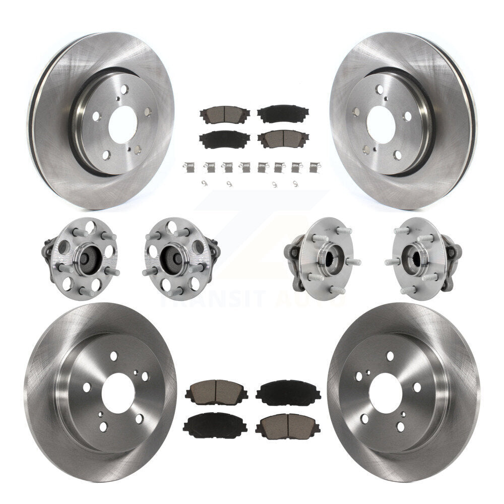 Front Rear Hub Bearings Disc Brake Rotors And Ceramic Pads Kit (10Pc) For Toyota C-HR KBB-132433