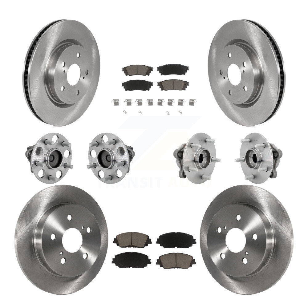Front Rear Hub Bearings Disc Brake Rotors And Ceramic Pads Kit (10Pc) For Toyota C-HR KBB-132434