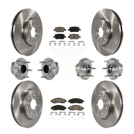Front Rear Hub Bearing Brake Rotor Pad Kit (10Pc) For Chevrolet Traverse GMC Acadia Buick KBB-132436