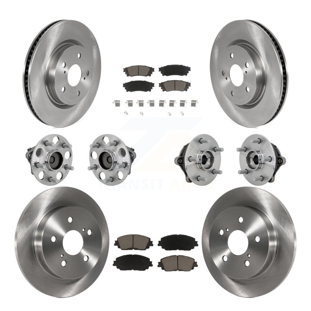Front Rear Hub Bearing Brake Rotor And Pad Kit (10Pc) For Toyota RAV4 FWD with GAS engine KBB-132438