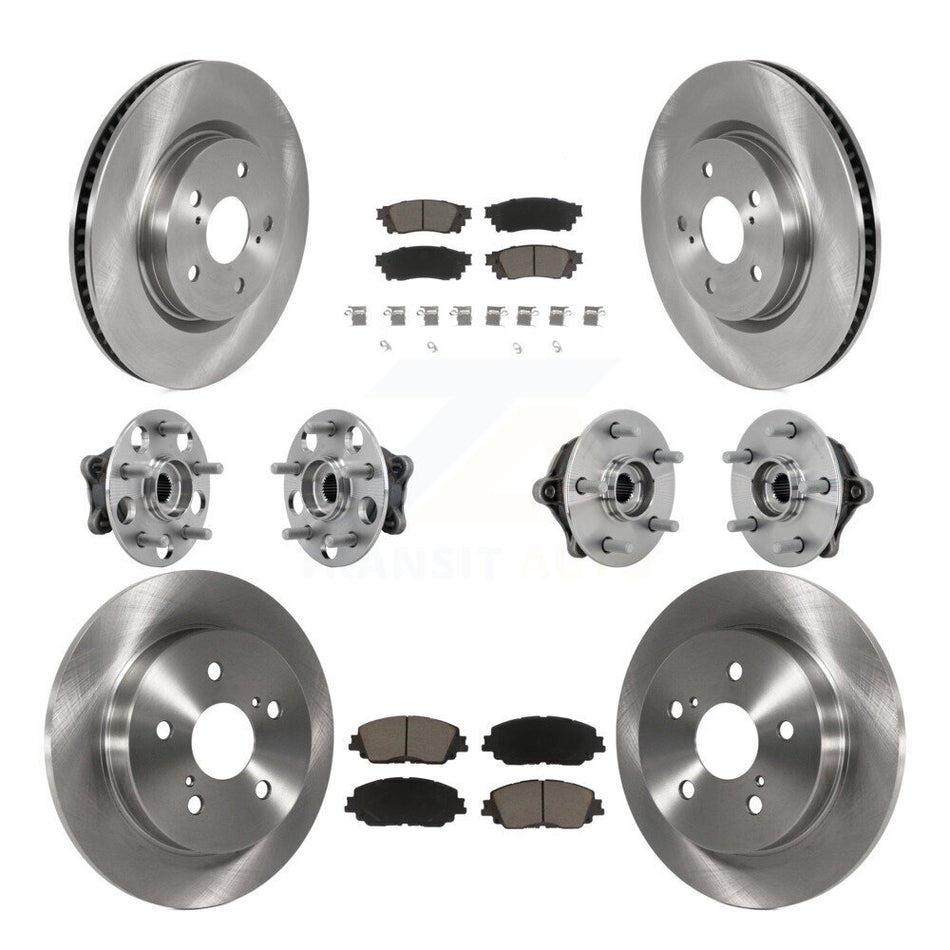 Front Rear Hub Bearing Disc Brake Rotor And Ceramic Pads Kit (10Pc) For Toyota RAV4 Venza KBB-132439