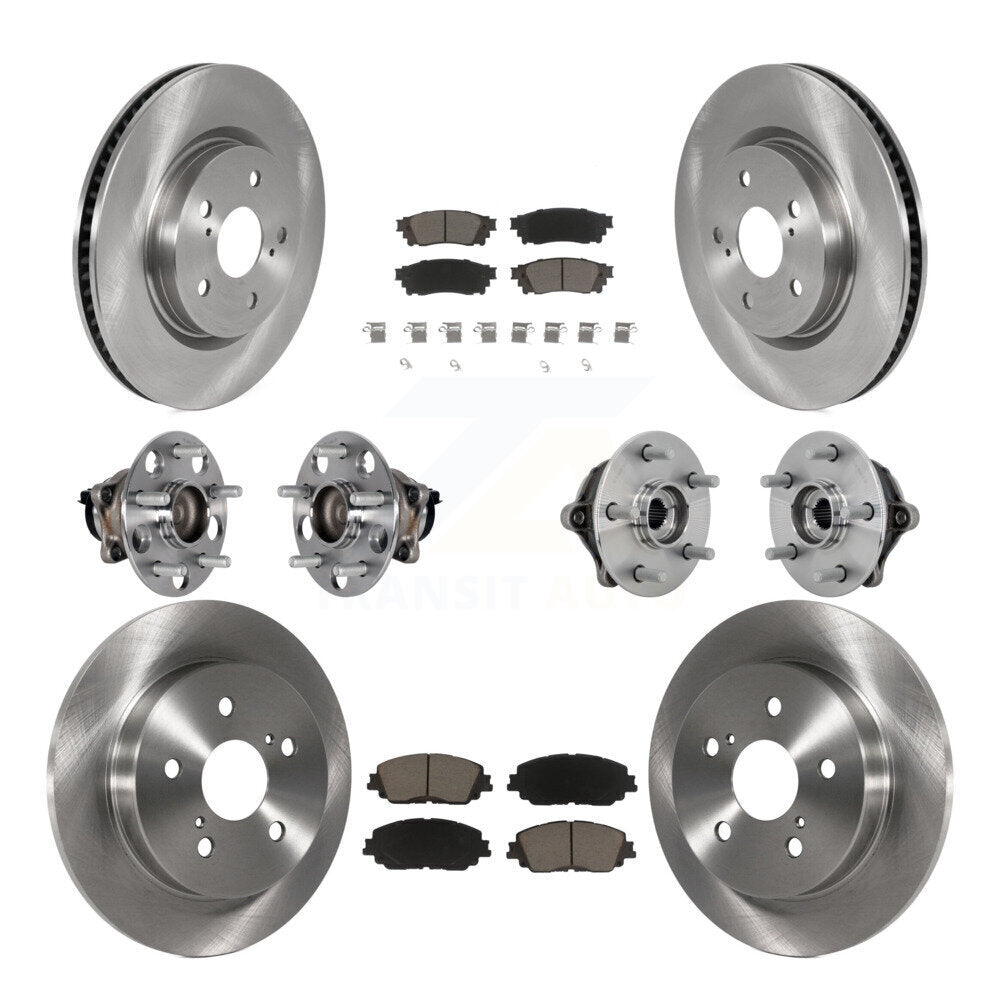 Front Rear Hub Bearing Brake Rotor And Pad Kit (10Pc) For Toyota RAV4 FWD with GAS engine KBB-132440